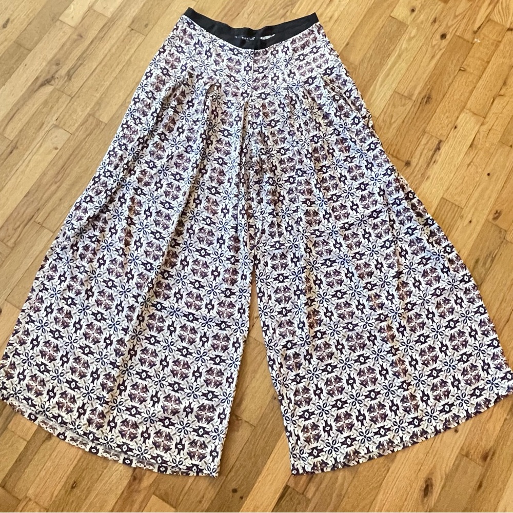 Beulah White and Purple High-Low Floral Maxi Skirt